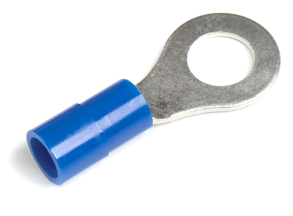 Terminales de anillo de nylon, Calibre 16 - 14, tamaño de la varilla roscada: 1/4", 50 u.