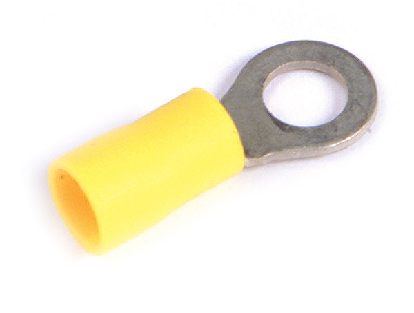 Terminales de anillo de vinilo, Calibre 12 - 10, Varilla roscada tamaño #4 - 6, 100 u.