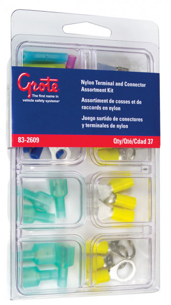 Kit surtido de conectores y terminales de nylon, 37 u.