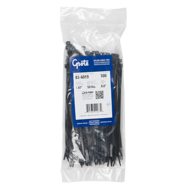 83-6019 - Nylon Cable Ties, Standard Duty, 8 Length, 100 Pack