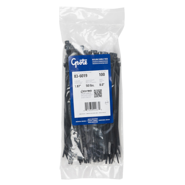 8-inch UV Resistant Black Multi-Purpose Cable Tie, 120-lb Tensile