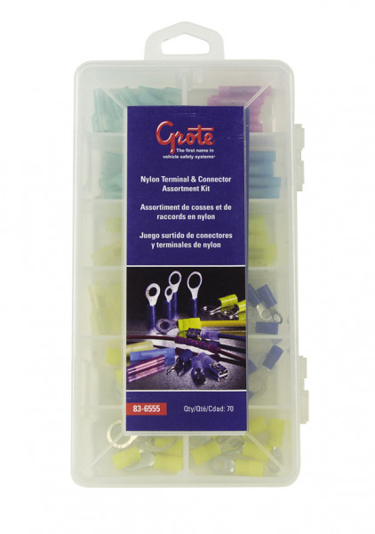 Trousse de bornes et de connecteurs en nylon assortis, 70 pièces