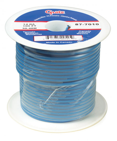 14-Gauge Blue Low-Voltage RV GPT Primary Copper Wire - 100 ft.