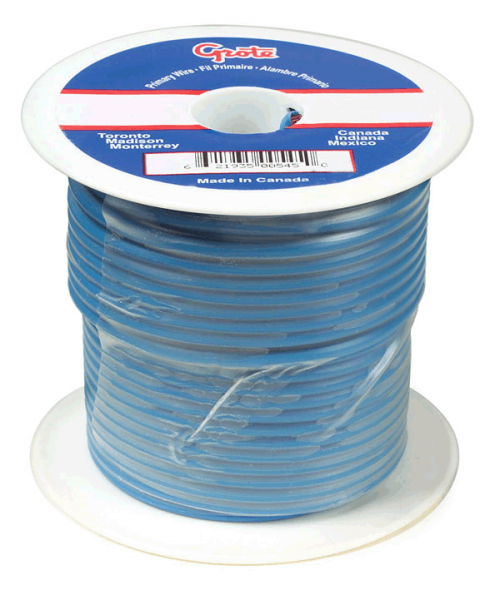 Cable termoplástico para uso general, Cable primario de 25' de largo, Calibre 16, azul