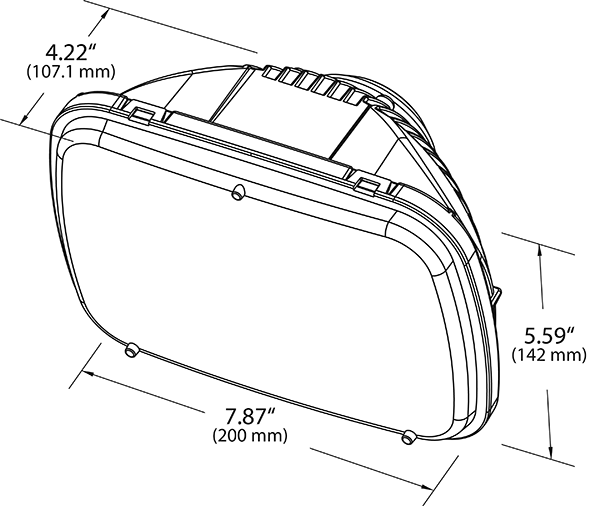 Grote product drawing - 5x7 LED Sealed Beam Headlight, 9–32 V