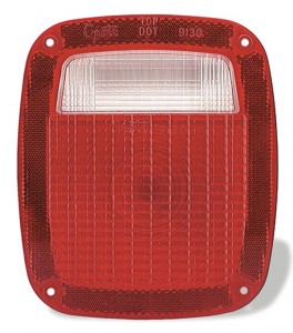 Grote 50972-5 Red Three-Stud Peterbilt Chevrolet Jeep GMC Stop Tail Turn Light with Pigtail with License Window