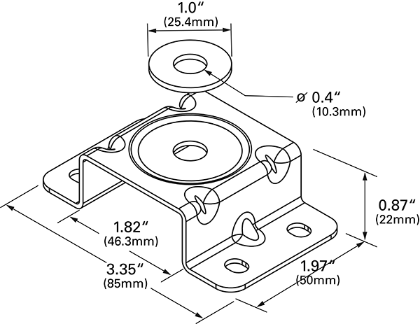 Grote product drawing - Work Light Mounting Bracket