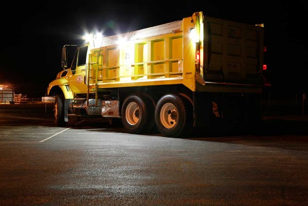 Grote lights on a dump truck