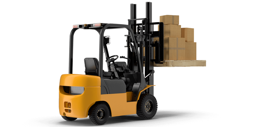 forklift with pallet and boxes