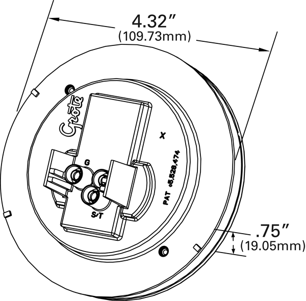 Grote product drawing - 4" led stop tail turn auxiliary light