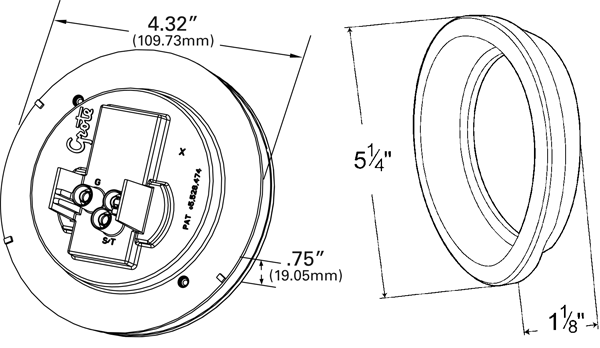 Grote product drawing - 4" hi count stop tail turn led light