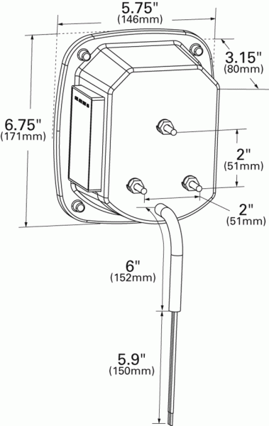 Grote product drawing - led stop tail turn light with side marker