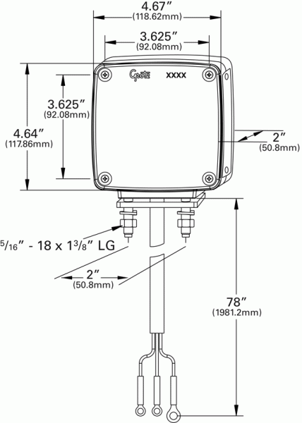 Grote product drawing - Double-Face LED Stop Tail Turn Light with Side Marker