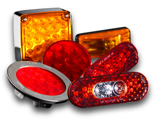 2x4" 24 LED Round+2x Square 52 LED Double Face  Red/Amber Stop Turn Tail Light