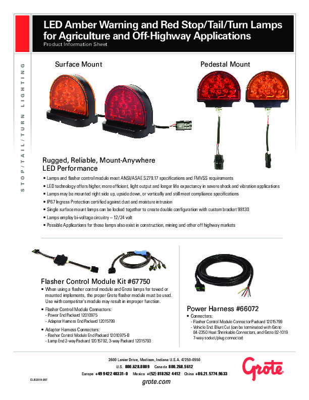 Grote Emergency Lighting, Amberlow, Warning Light, Multi Use, LED