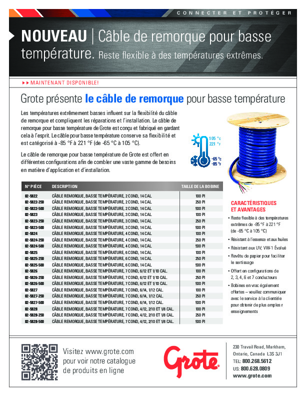 82 5828-250 - Câble de remorque, Basse température, à 7