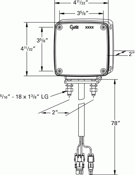 Grote product drawing - LED Stop Tail Turn Light with Sidemarker and Packard Connector