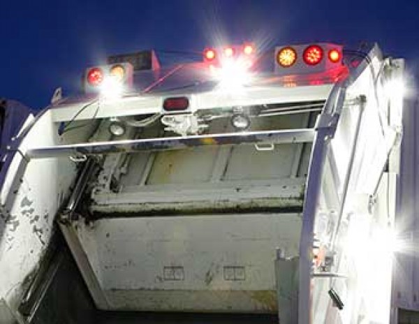 Grote lights on a municipal trash truck