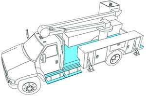 illustration of surface lighting on a work truck