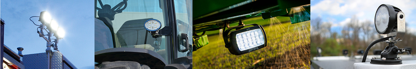 Gallery of Grote LED Work Lamps which show their various in-use applications to fitted machinery and heavy duty vehicles