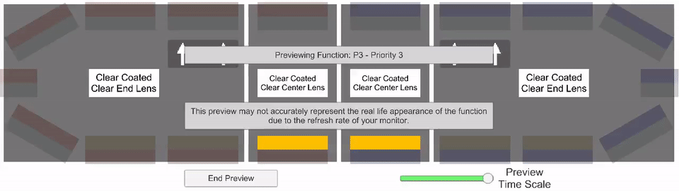 Preview of a Phazer LED lightbar function inside the configurator