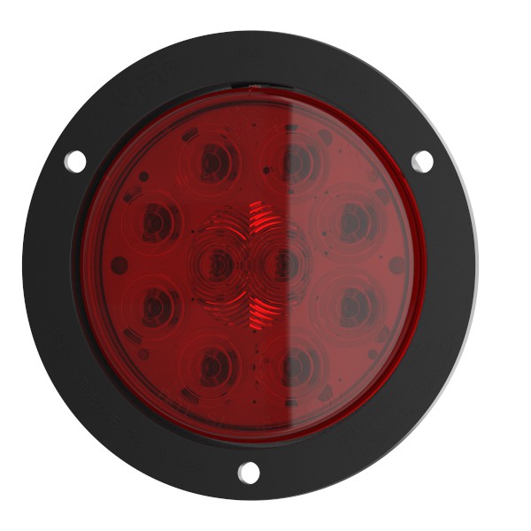 SuperNova® 4" 10-Diode Pattern LED Stop Tail Turn Lights, STT, Black Theft-Resistant Flange, Male Pin - 360