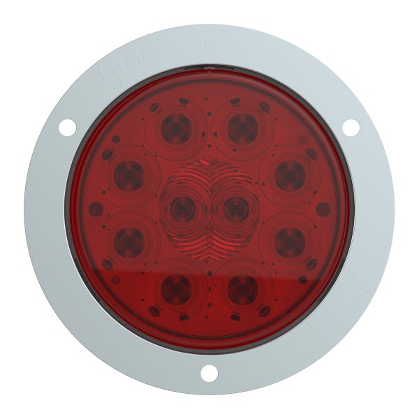 SuperNova® 4" 10-Diode Pattern LED Stop Tail Turn Lights, STT, Stainless Steel Theft-Resistant Flange, Male Pin - 360