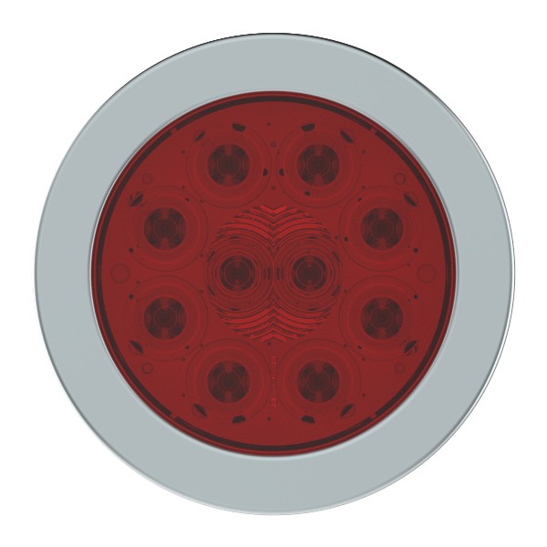 SuperNova® 4" 10-Diode Pattern LED Stop Tail Turn Light with Stainless-Steel Snap-In Flange - 360