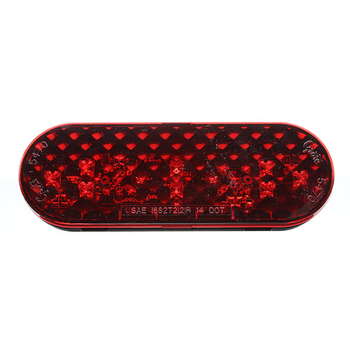 6 Inch Oval Red LED Stop Tail Turn Light With Female Pin Termination. - 360