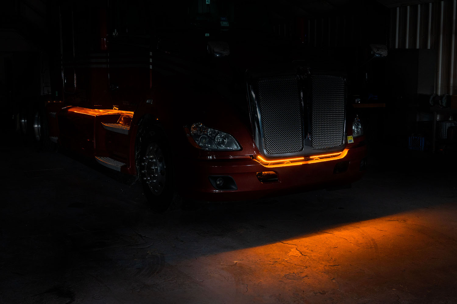 Light strips on truck bumper