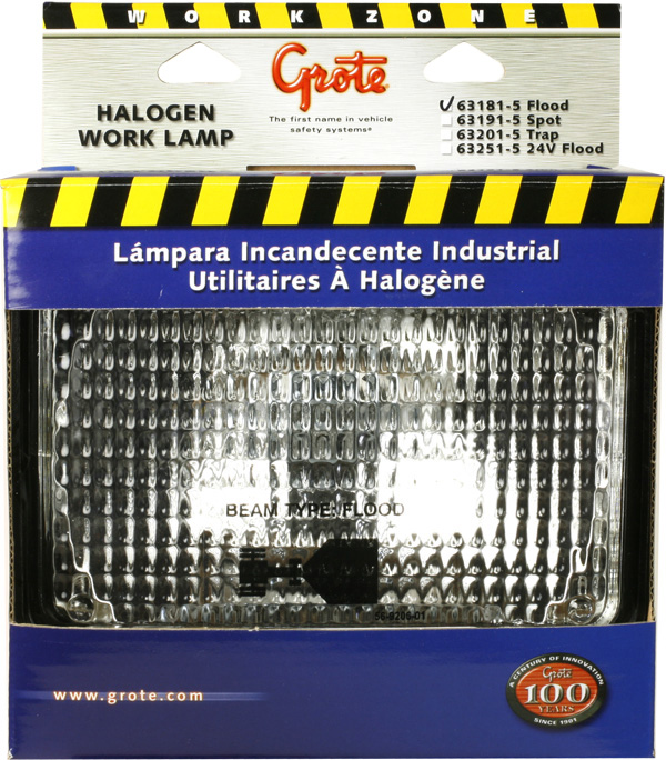 Grote Industries - 63181-5 – Large Rectangular Halogen Work Light, Flood, Retail Pack