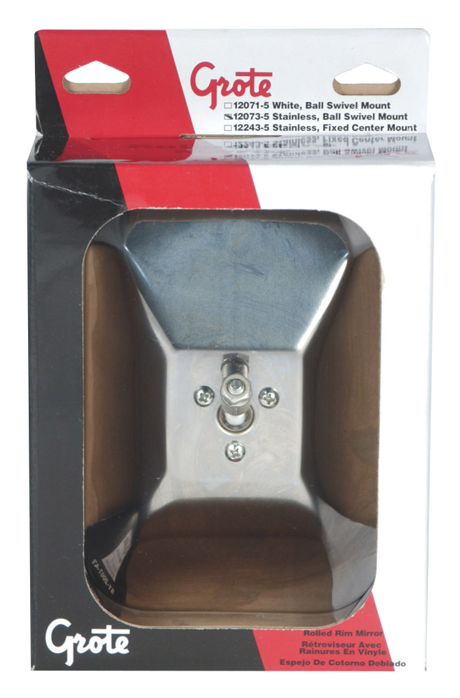 Grote Industries - 12073-5 – Rolled-Rim Mirror with Ball Swivel, Stainless Steel, Retail Pack
