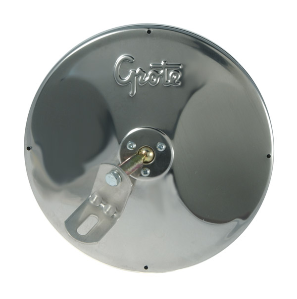 Grote Industries - 12293 – 8″ Round Convex Mirror With Center-Mount Ball-Stud, w/ Attached “L” Bracket, Stainless Steel