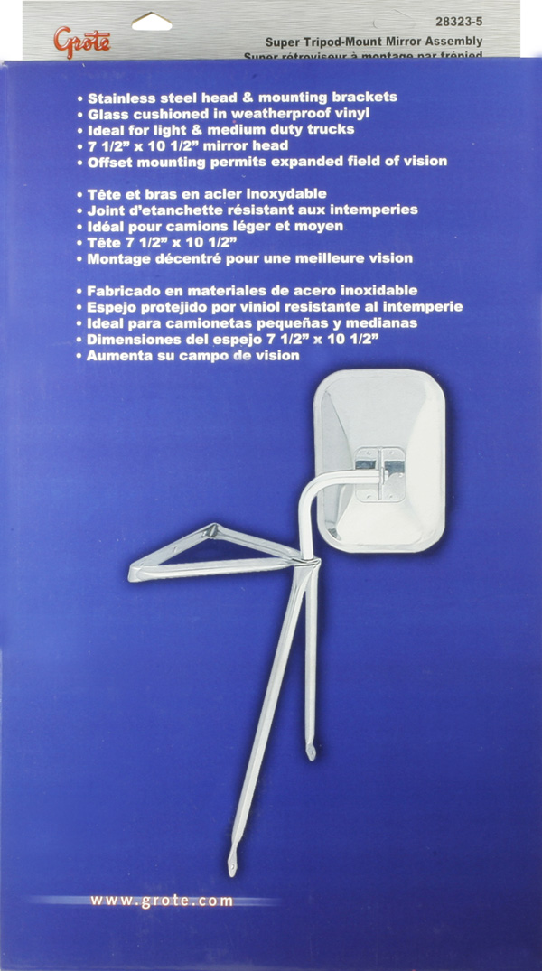 Grote Industries - 28323-5 – Super Tripod-Mount Mirror, Stainless Steel, Retail Pack