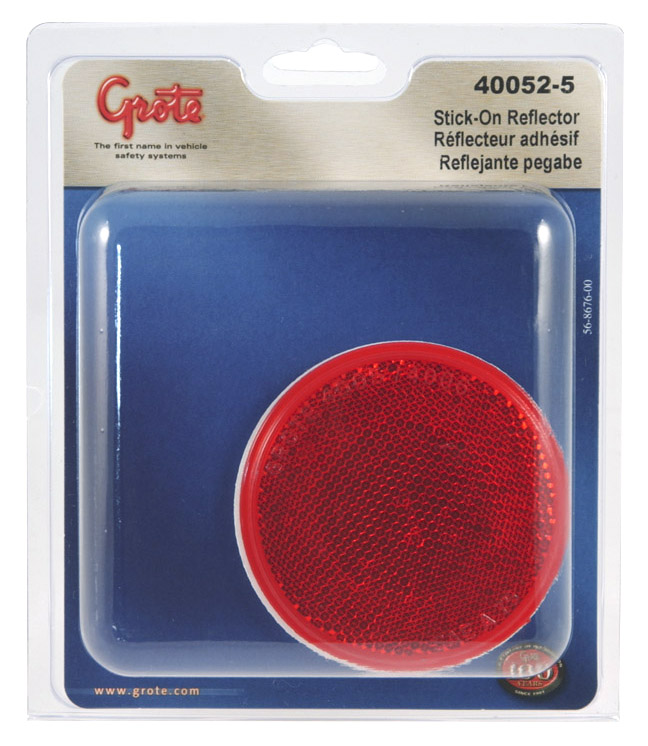 Grote Industries - 40052-5 – Round Stick-On Reflector, Red, Retail Pack