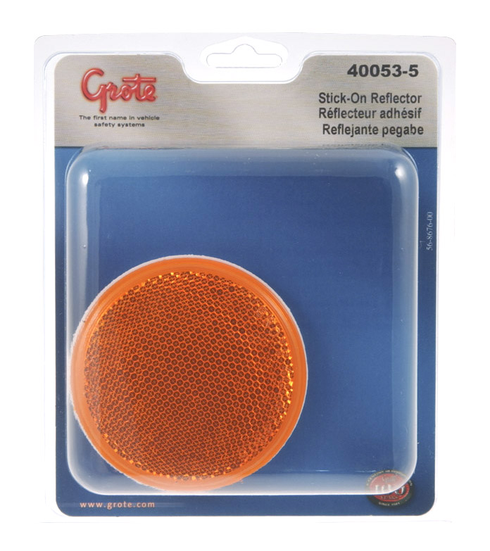 Grote Industries - 40053-5 – Round Stick-On Reflector, Yellow, Retail Pack
