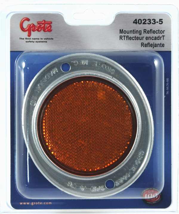 Grote Industries - 40233-5 – Aluminum Two-Hole Mounting Reflector, Yellow, Retail Pack