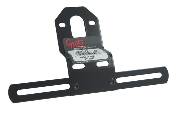 Grote Industries - 43022-5 – Universal Steel Offset License Plate Bracket, Black, Retail Pack