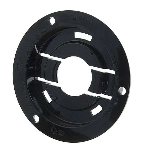 Grote Industries - 43162 – Theft-Resistant Mounting Flange & Pigtail Retention Cap For 2 1/2″ Round Lights, Mounting Flange, Black