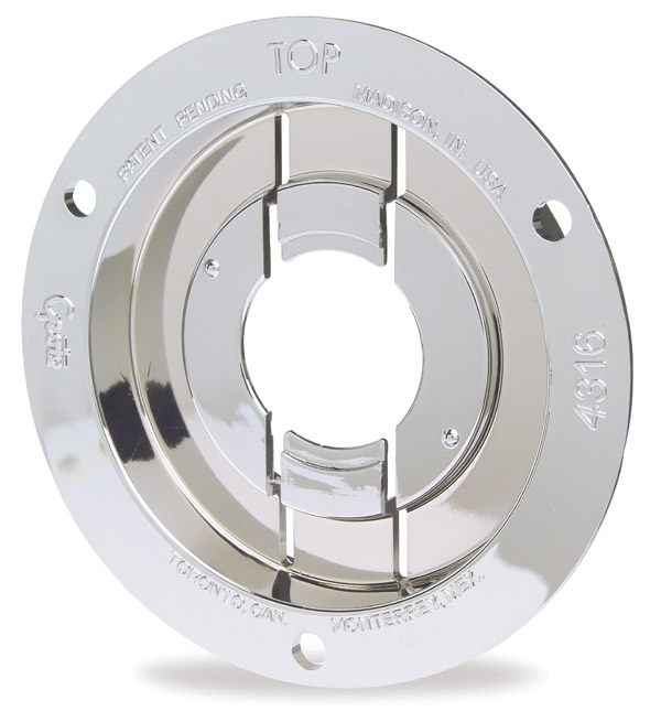 Grote Industries - 43163 – Theft-Resistant Mounting Flange & Pigtail Retention Cap For 2 1/2″ Round Lights, Mounting Flange, Chrome