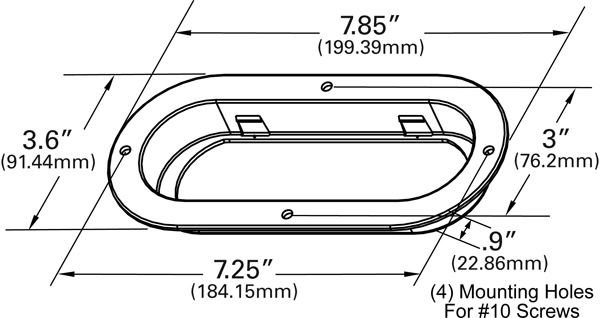 Grote Industries - 43220-3 – Theft-Resistant Mounting Flange For 6″ Oval Lights, Gray, Bulk Pack