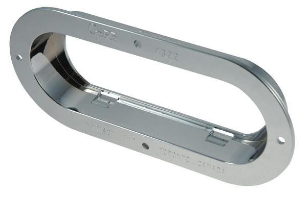 Grote Industries - 43223 – Theft-Resistant Mounting Flange For 6″ Oval Lights, Chrome Plated