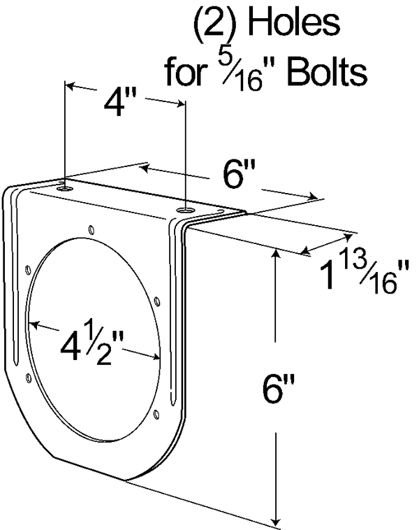 43572 mounting bracket for 4 round lights 90 angle black