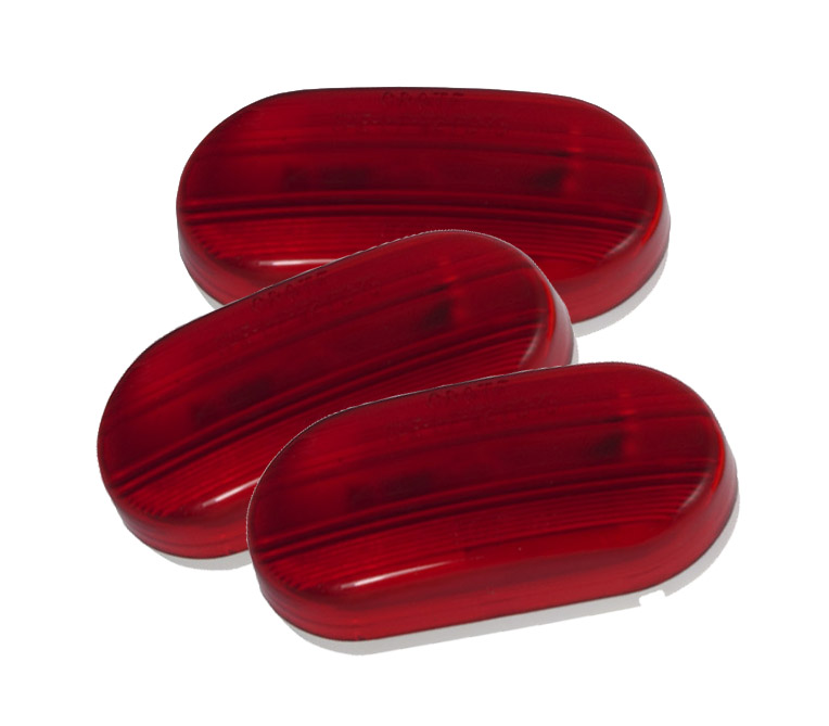 Grote Industries - 45262-3 – Two-Bulb Oval Pigtail-Type Clearance Marker Light, Optic Lens, Red, Bulk Pack