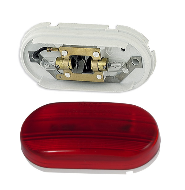 Grote Industries - 45262 – Two-Bulb Oval Pigtail-Type Clearance Marker Light, Optic Lens, Red