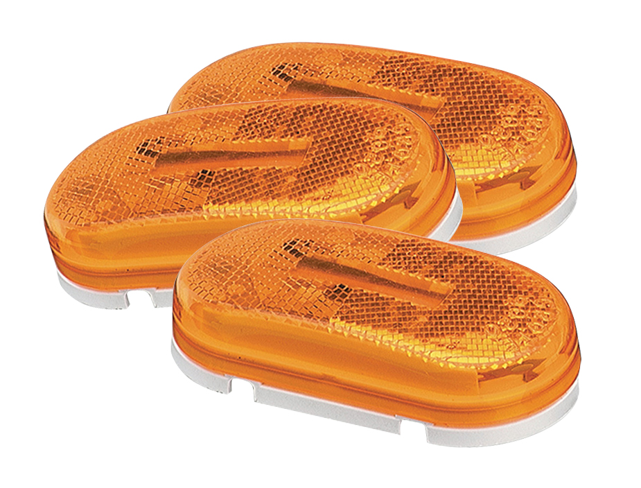 Grote Industries - 45933-3 – Two-Bulb Oval Pigtail-Type Clearance Marker Light, Built-in Reflector, Yellow, Bulk Pack
