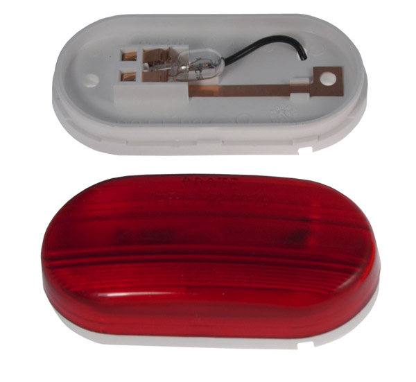 Grote Industries - 46702 – Single-Bulb Oval Clearance Marker Light, Optic Lens, Red