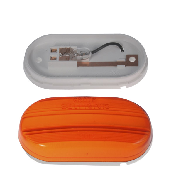 Grote Industries - 46703 – Single-Bulb Oval Clearance Marker Light, Optic Lens, Yellow