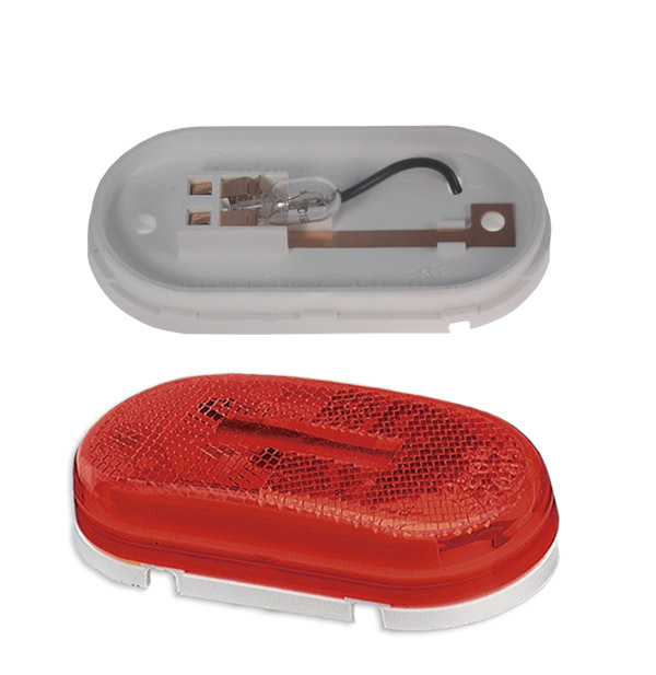 Grote Industries - 46712 – Single-Bulb Oval Clearance Marker Light, Built-in Reflector, Red