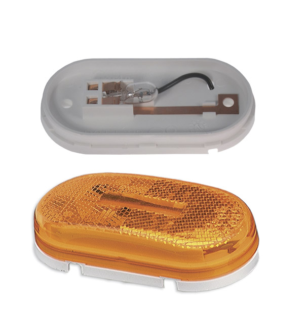 Grote Industries - 46713 – Single-Bulb Oval Clearance Marker Light, Built-in Reflector, Yellow